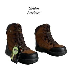 Golden Retriever Brown Women’s Nubuck Leather Comp Toe Boots NIB Size 9 1/2